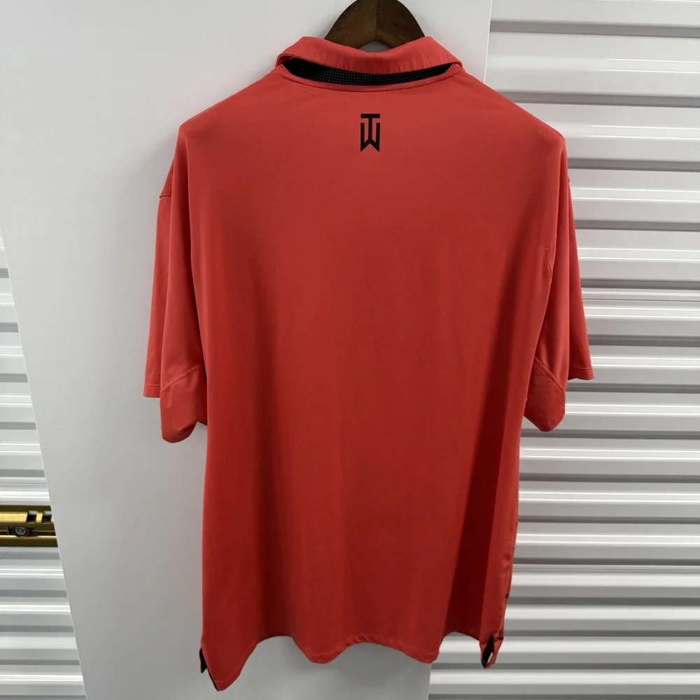 Nike Tiger Woods Collection Dri-FIT Golf Polo Shirt Mens 2XL Coral Stripe